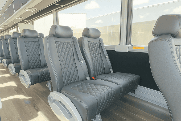 interior of Boise Minibus Company charter bus